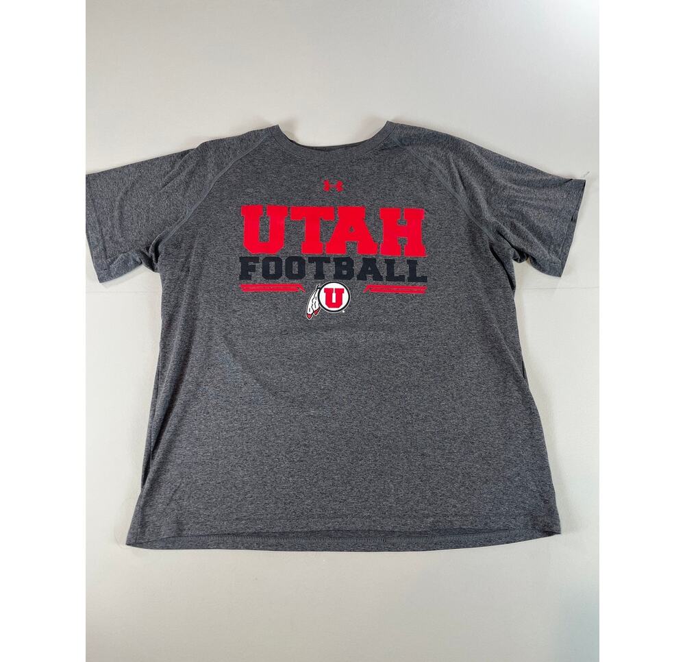 Under Armour Mens Gray Utah Football Short Sleeve Tee Shirt Size L